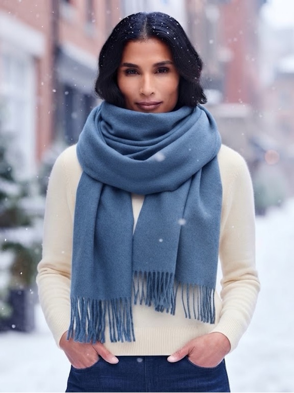 ( NEW ) Wool blended large shawl